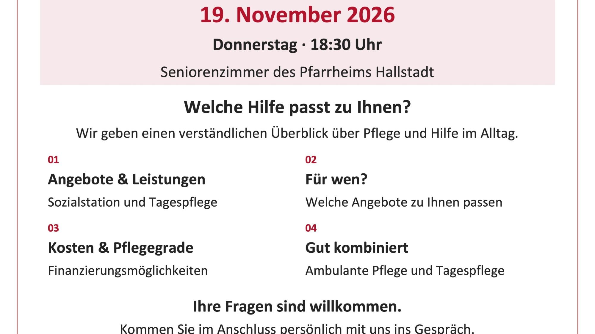 Vortrag Caritas Gut versorgt im Alter
